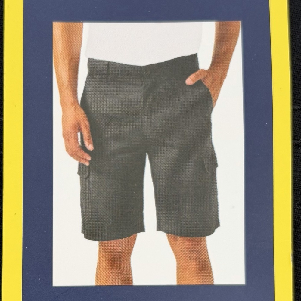 Wearfirst Mens Black Stretch Micro Rip Cargo‎ Shorts Size 30 Freeband Waistband